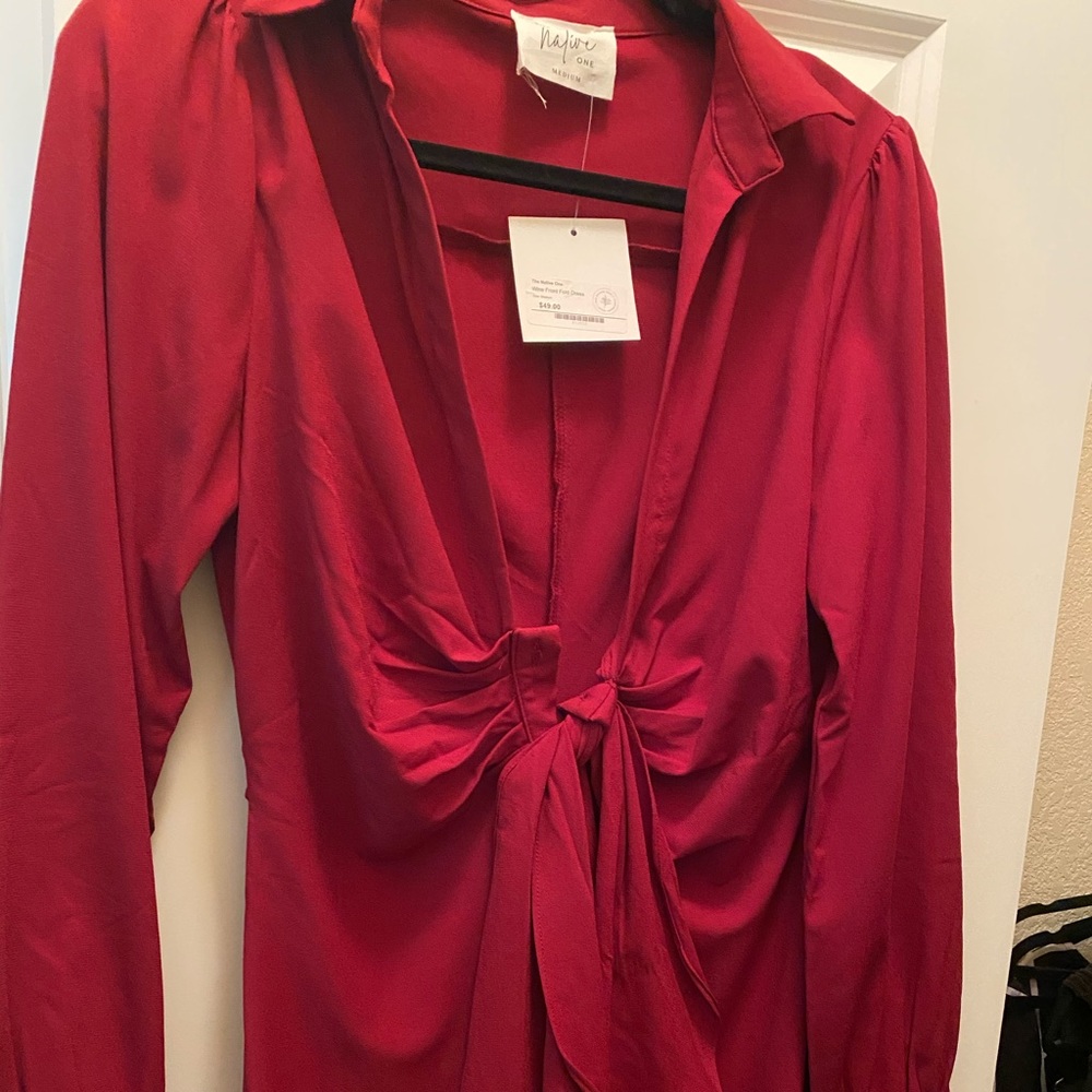 Wine Front Fold Dress M